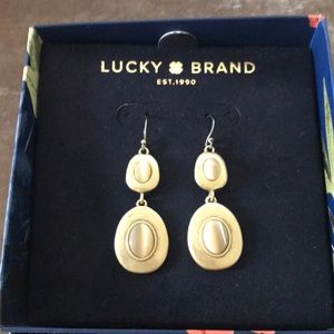 Lucky brand earrings gold with double stones